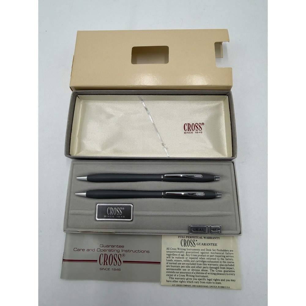 Vintage Cross Pen Set 3501 Ballpoint Pen & Mechanical Pencil Chrome Boxed New